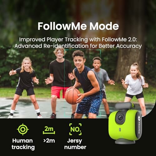 Basketball players using FollowMe Mode technology for improved tracking.
