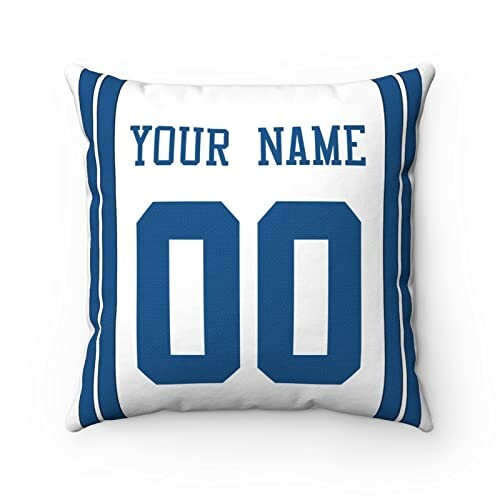 Pillow with customizable sports jersey design, featuring 'Your Name' and number '00'.