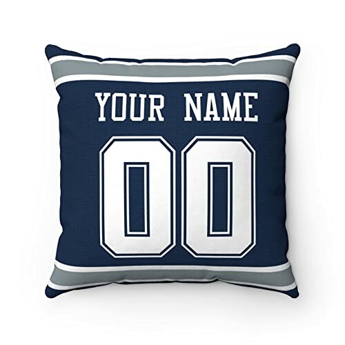 Customizable pillow with jersey design and placeholder text 'Your Name 00'.