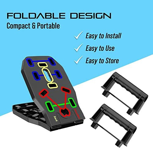 Foldable push-up board with handles, compact and portable design.