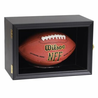 Football in a black display case