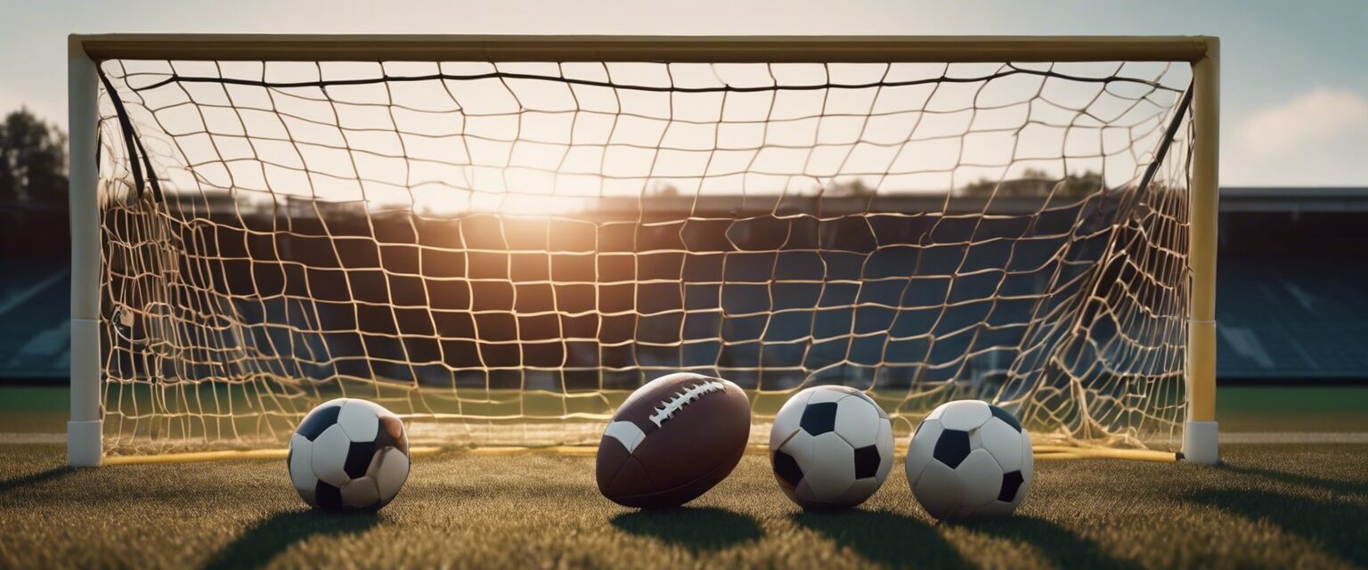 Football goalpost with footballs