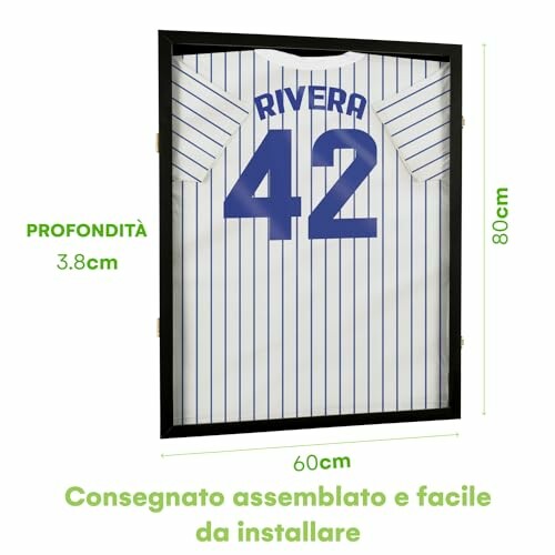 Framed baseball jersey with number 42 and name Rivera.