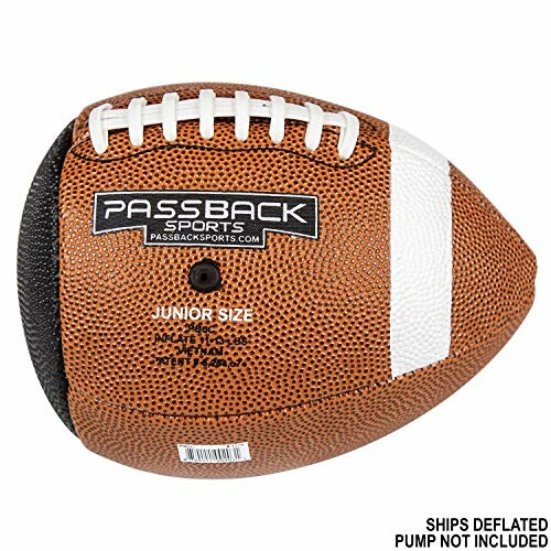 Passback junior size football with text about deflation and pump not included.