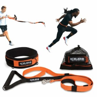 Athletes using resistance training belt kit with accessories.