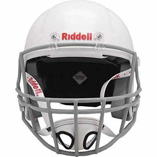 Front view of a Riddell football helmet with a gray facemask.