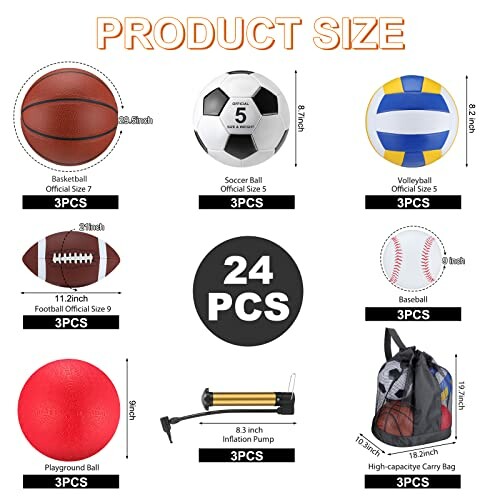 Leyndo 18 Pcs Sport Balls Set