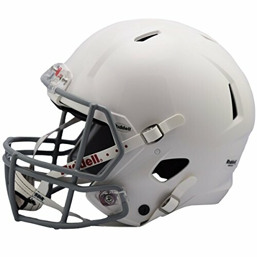 White football helmet with gray faceguard.