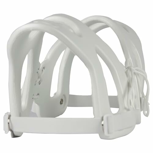 White sports face guard for protection.